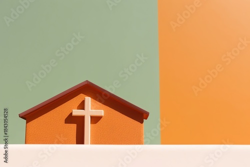 cross on a earth color wall