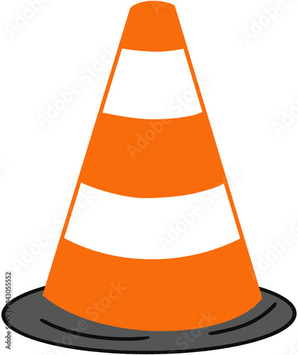 Iconic orange traffic cone with reflective white stripes representing alertness and protected work areas
