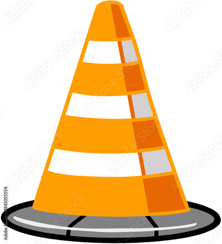 Simple and clear image of a safety cone used for construction sites, traffic control, and hazard indication