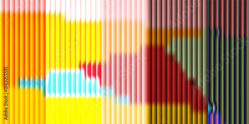 Glass 3D background effect with abstract line pattern and gradient blue texture. Ribbed light and holographic window render show prism blur. Reeded green wallpaper with distorted fluid surface.