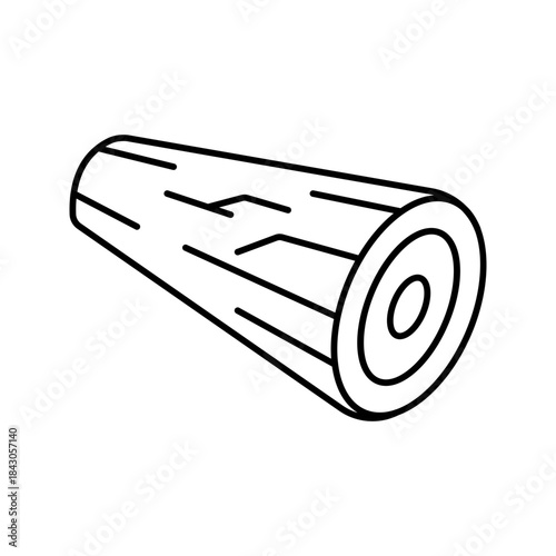 Log wooden tree trunk line art outline icon vector
