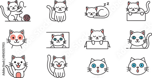 cute cat line icon