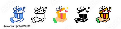 Gift Box Icon Multi Style Illustration