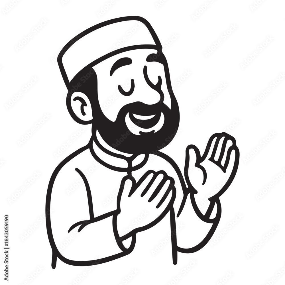 Obraz premium Smiling bearded man in prayer expressing deep faith and devotion