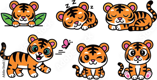 cute  tiger line icon