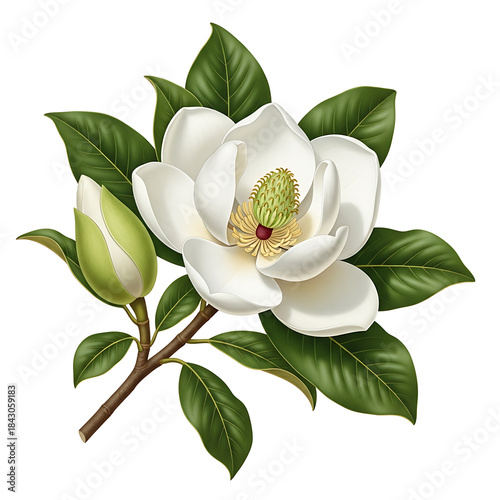 A closeup of a beautiful blooming white rose blossom with delicate petals and green leaves in a spring garden captures the pure beauty of nature in bloom
