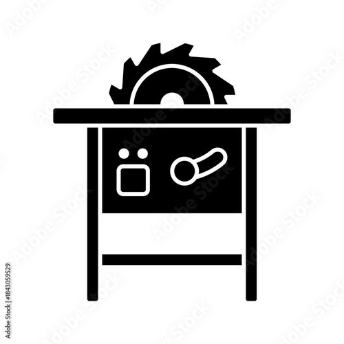 Solid Black Table Saw Machine Silhouette Icon
