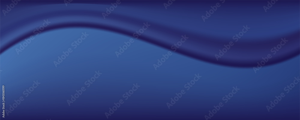 Fototapeta premium Navy blue silk satin. Silky shiny fabric. Dark luxury background with space for design. Banner. Wide. Long. Panoramic. Template. Empty. Flat lay, top view table. vectorEps10
