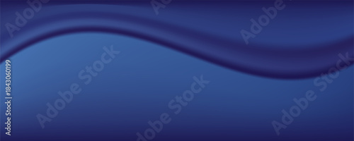 Navy blue silk satin. Silky shiny fabric. Dark luxury background with space for design. Banner. Wide. Long. Panoramic. Template. Empty. Flat lay, top view table. vectorEps10