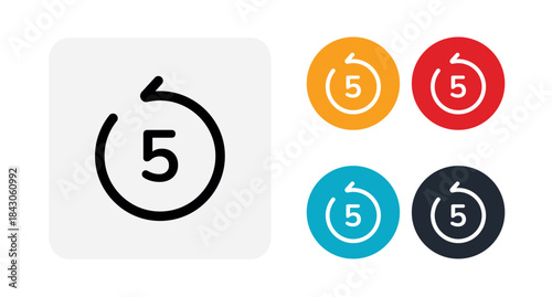 Backward 5 seconds icon illustration isolated vector sign symbol
