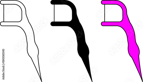 dental floss pick icon set