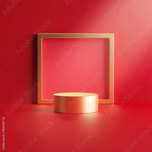 Chinese New Year Gold Pedestal Soft Shadow Mockup