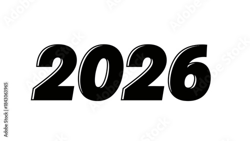 Bold black number 2026 representing the year with a modern design on a white background