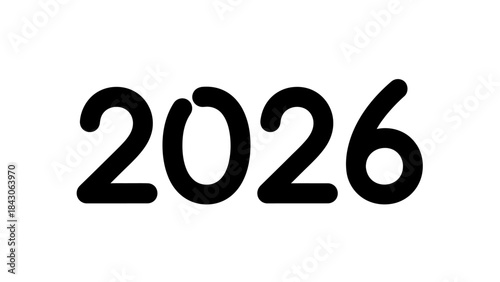 Bold black numbers displaying 2026 in a clear minimalistic style representing the year 2026 future