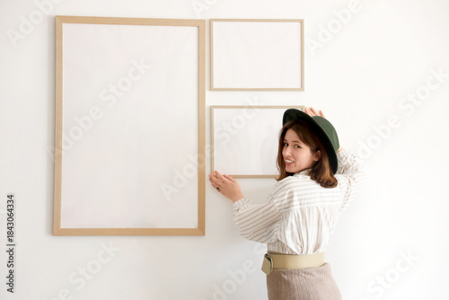 Young woman near hanging bl...