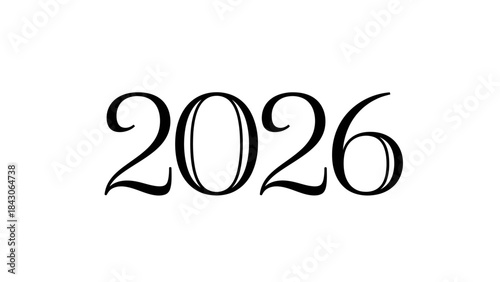Elegant 2026 Year Number Design with Minimalist Black and White Style for Modern Typography Art