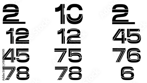 Mathematical Fractions and Numbers with Diverse Font Styles on a White Background