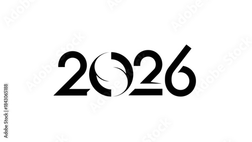 Minimalist Black and White 2026 Logo with Modern Circular Design Elements