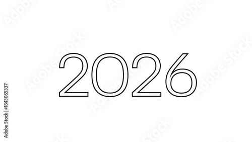 Minimalistic Black and White Illustration of the Year 2026 Design Concept