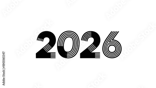 Modern and Artistic Interpretation of the Year 2026 with Dynamic Line Art Design