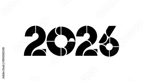 Modern and Bold Black Number 2025 Design on White Background for Future Year Representation