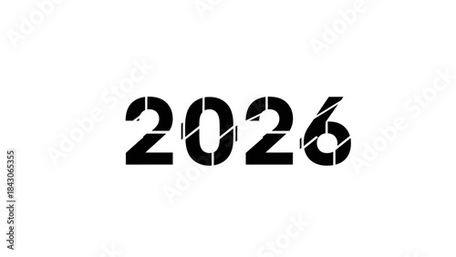 Modern and Stylish 2026 Year-Design with a Unique Cut-out Font on White Background