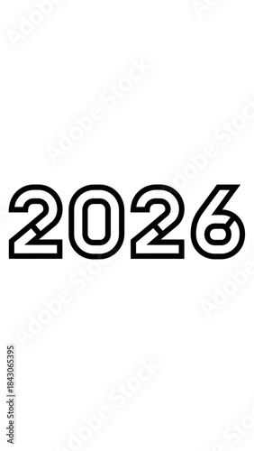Modern digital illustration of the year 2026 with a sleek design and futuristic style