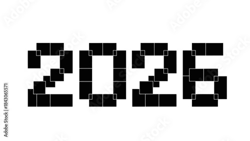Pixelated Year 2023 Representation in Retro Digital Style with Black Squares