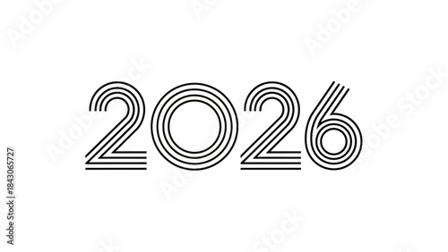 Stylish and Modern 2026 Number Design with Layered Outline Effect for Visual Appeal