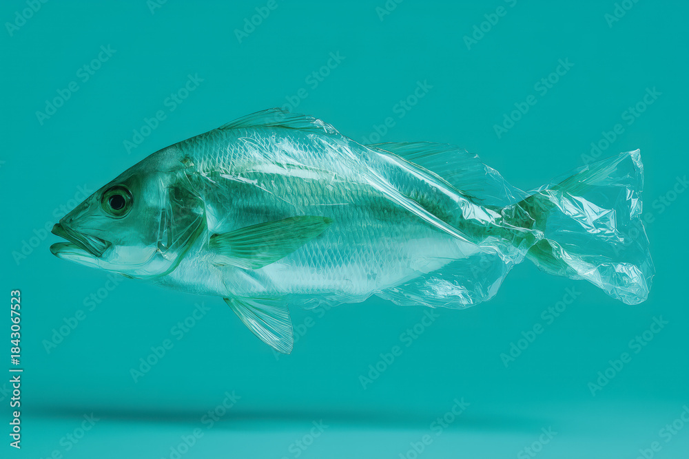 Fototapeta premium Photography of a Large Fish Sculpture Created from Used Plastic Bottles