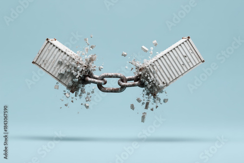 Breaking free from constraints with explosive chain link and shipping containers