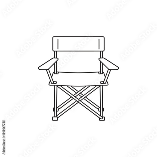 director chair line icon front view minimalist folding cinema seat illustration isolated on white background for film production design