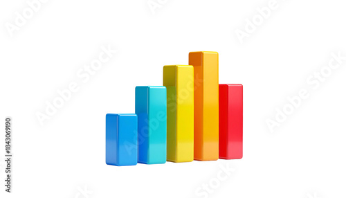 Free Download 3D-rendered, colorful bar graph on black background, representing increasing data - GFXLoad