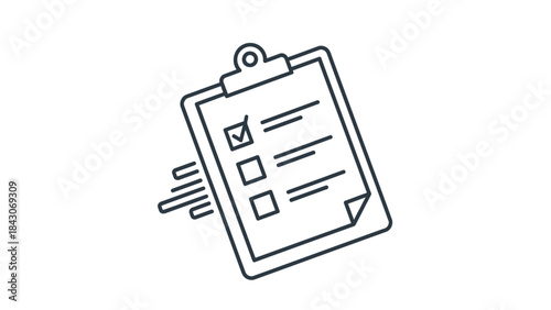Checklist Task: a high-angle shot captures the essence of a checklist on a clipboard with a dynamic visual representation, symbolizing tasks in motion and efficient task management