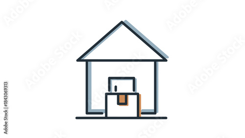 Home Delivery: Illustration of a house with a parcel, representing convenient delivery service. 