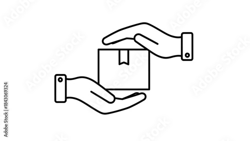Secure Package Delivery: Two hands gently cradle a package, emphasizing secure delivery and careful handling of a parcel.