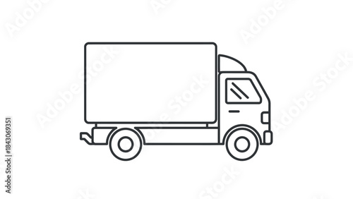 Delivery Truck Outline: A simple, sleek outline of a delivery truck, perfect for conveying concepts of transportation, logistics, and delivery services.