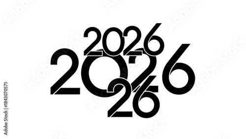 Abstract graphic design featuring multiple instances of the number 2026