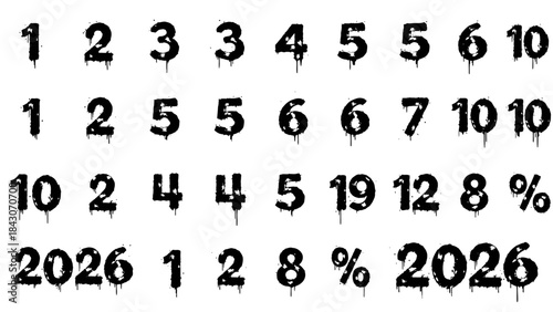 Black numbers collection isolated on white for educational or creative design