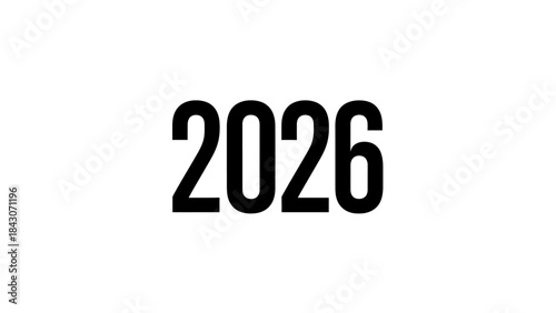 Bold black numerals 2026 isolated on a clean white background