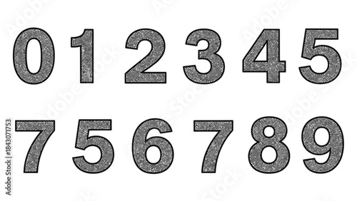 Isolated digital number set for education and design projects