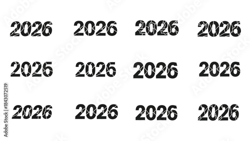 Year 2026 typography repeating pattern for design and editorial projects