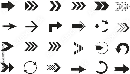 Arrow Icons Set Collection. Directional Navigation Arrows, Forward, Back, Reload Symbols Vector