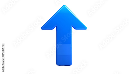 Shiny, light blue arrow pointing upwards against a black backdrop, reflecting light