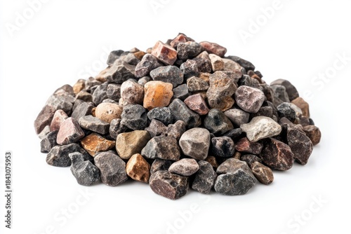 Pile of rocks and soil on white background. AI image