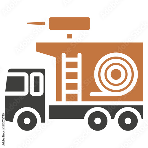 Fire Truck Dual Tone Icon Mini Illustration, Use For Modern Concept, Print, Ui, Ux Kit, Web And App Development. Vector Related To Firefighter, Rescue And More