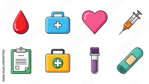 Medical Icons: A collection of health and medical-related symbols and elements for health and medical information and promotion. 
