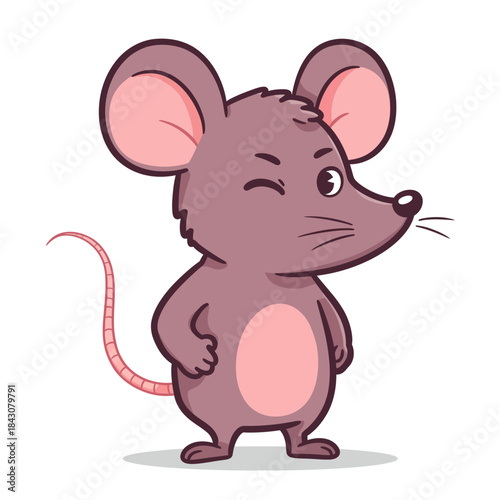 a cute cartoon mouse winking mischievously isolated illustration ideal for childrens books mascots and animal vector graphics.