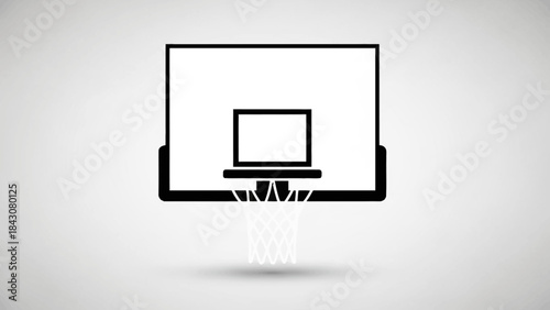 A conceptual image showing a laptop screen integrated into a basketball backboard, symbolizing the intersection of technology and sports.