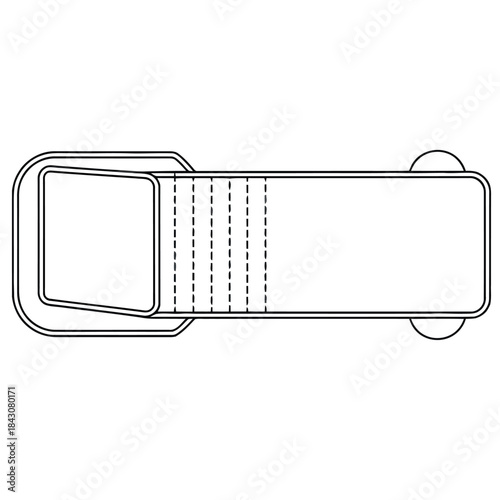 seat belt buckle top view line drawing minimal black and white automotive safety illustration for manuals infographics and icon design
